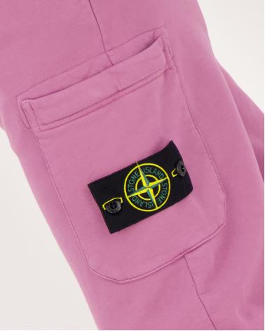 PANTALON STONE ISLAND 64 51 0086 CARGO EN MOLLETON COUPE SLIM