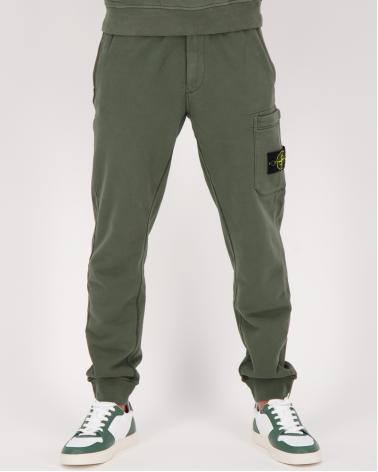 PANTALON STONE ISLAND 64 51 0059 CARGO EN MOLLETON COUPE SLIM