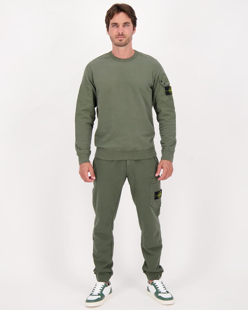 PANTALON STONE ISLAND 64 51 0059 CARGO EN MOLLETON COUPE SLIM