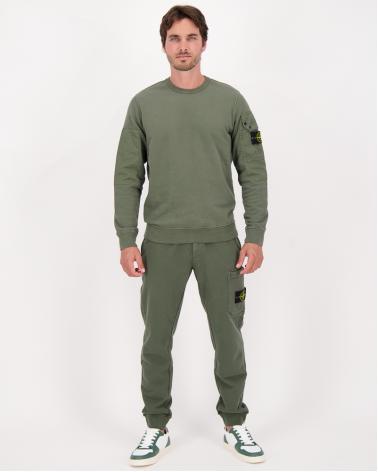 PANTALON STONE ISLAND 64 51 0059 CARGO EN MOLLETON COUPE SLIM