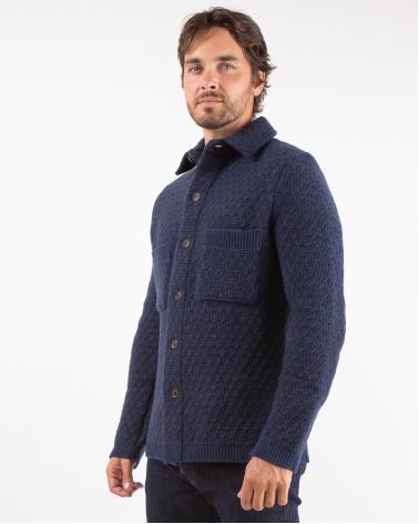 VESTE CHEMISE SUNHOUSE EN MOHAIR  BLEU