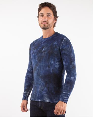 PULL AVANT TOI COL ROND CASH/SOIE/LAINE BLEU