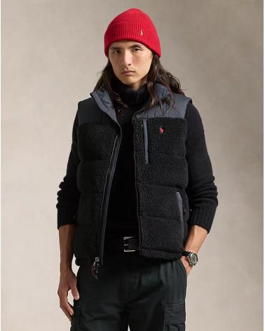 GILET RALPH LAUREN HYBRIDE SHERPA /DUVET NOIR 