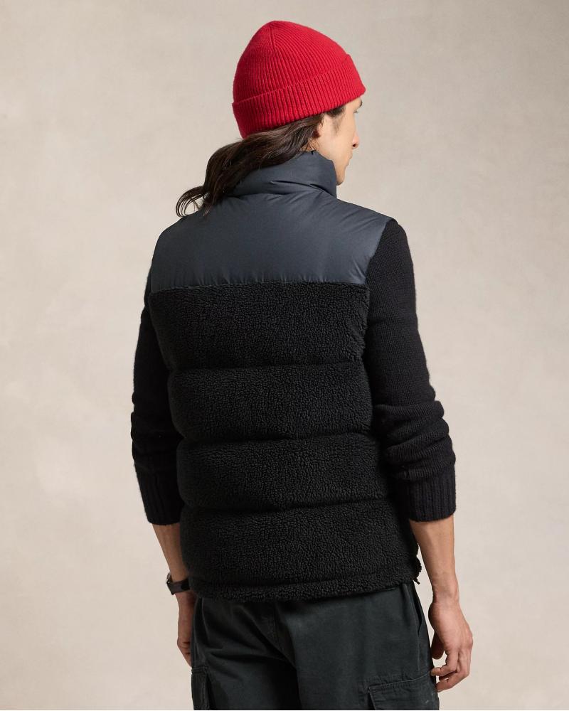 GILET RALPH LAUREN HYBRIDE SHERPA /DUVET NOIR 