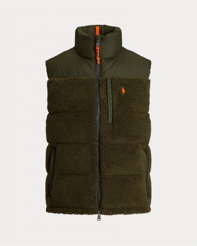 GILET RALPH LAUREN HYBRIDE SHERPA /DUVET KAKI