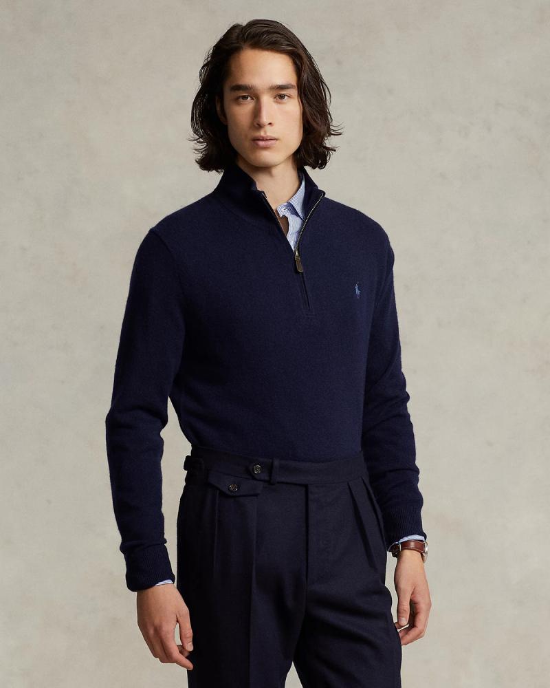 MAILLE DEMI ZIP RALPH LAUREN MARINE