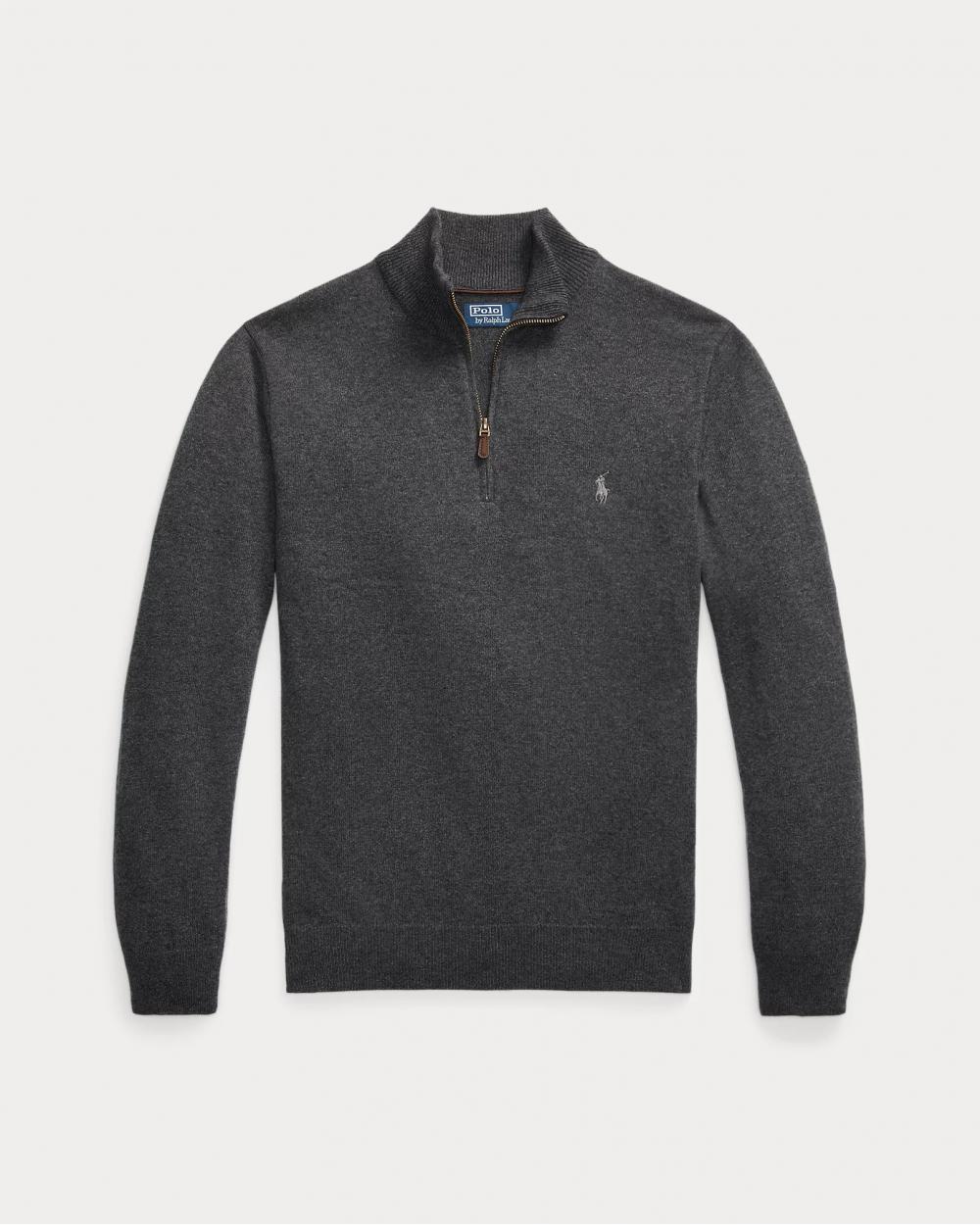 MAILLE DEMI ZIP RALPH LAUREN GRIS