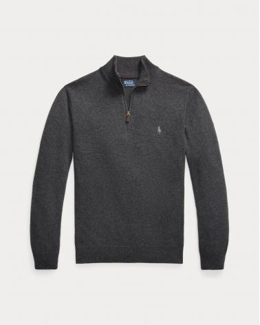 MAILLE DEMI ZIP RALPH LAUREN GRIS