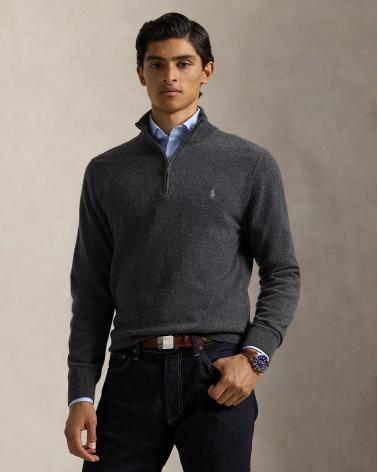 MAILLE DEMI ZIP RALPH LAUREN GRIS