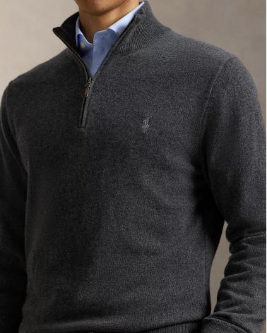 MAILLE DEMI ZIP RALPH LAUREN GRIS