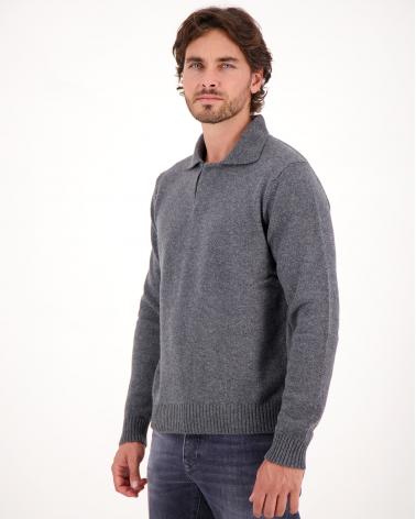 PULL ZANONE POLO COL OUVERT GRIS