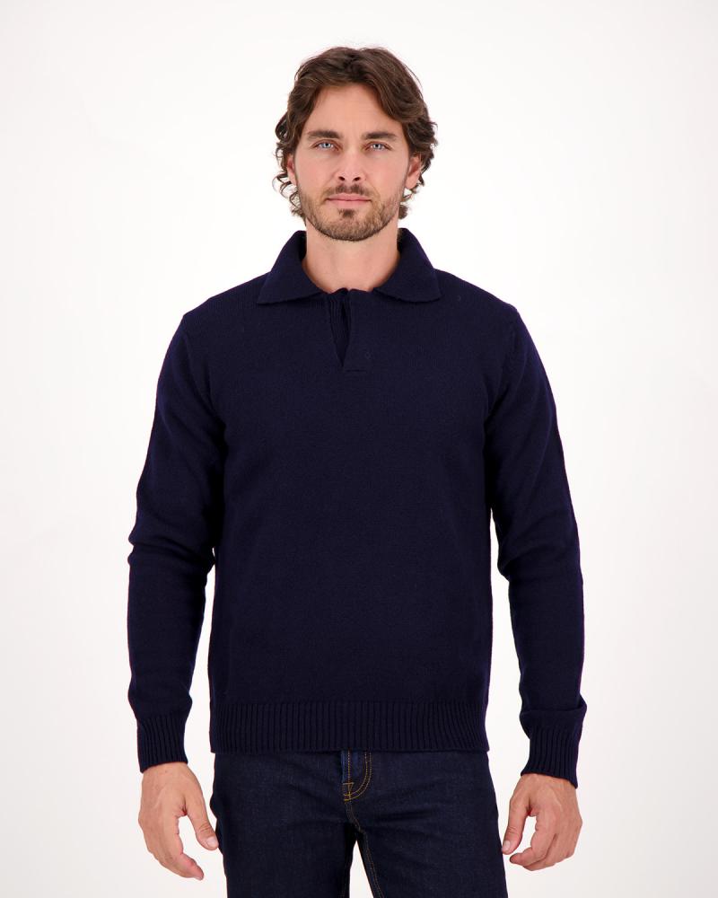 PULL ZANONE POLO COL OUVERT MARINE