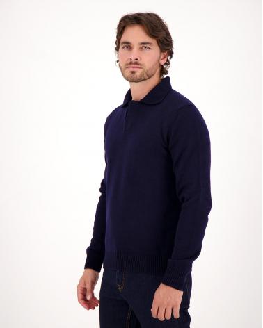 PULL ZANONE POLO COL OUVERT MARINE