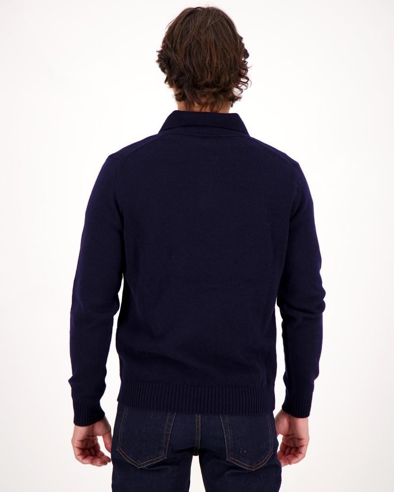 PULL ZANONE POLO COL OUVERT MARINE