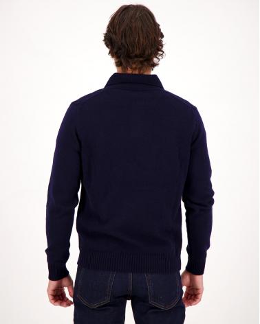 PULL ZANONE POLO COL OUVERT MARINE