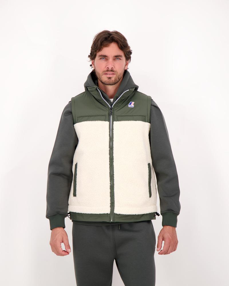 GILET K-WAY  LE VRAI 3.0 JILE ORSETTO ECRU -GREEN