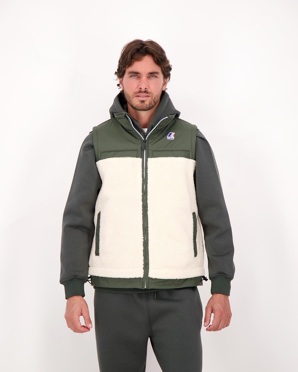 GILET K-WAY  LE VRAI 3.0 JILE ORSETTO ECRU -GREEN