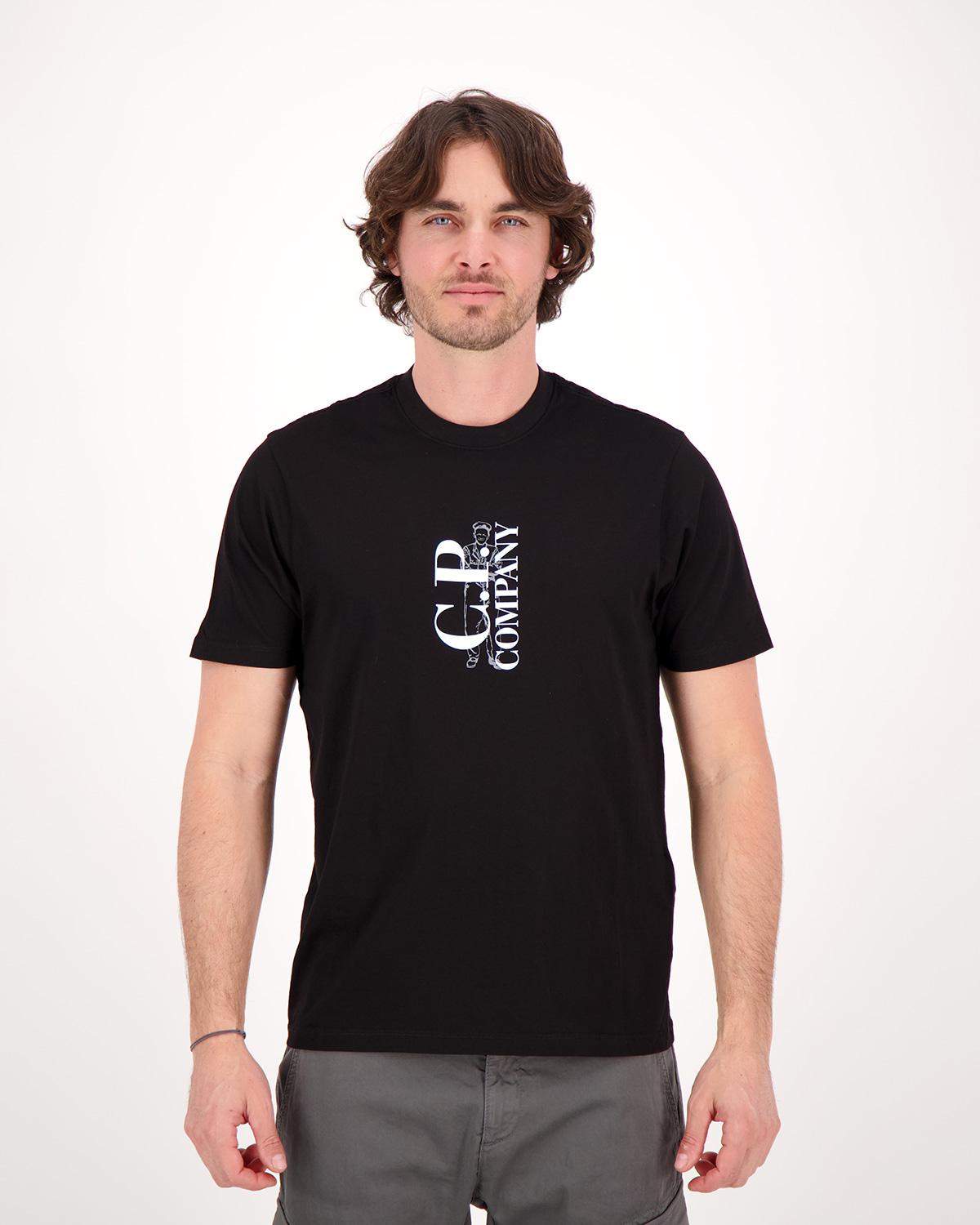 TEE SHIRT C.P COMPANY VERTICAL  LOGO S138  999 Noir