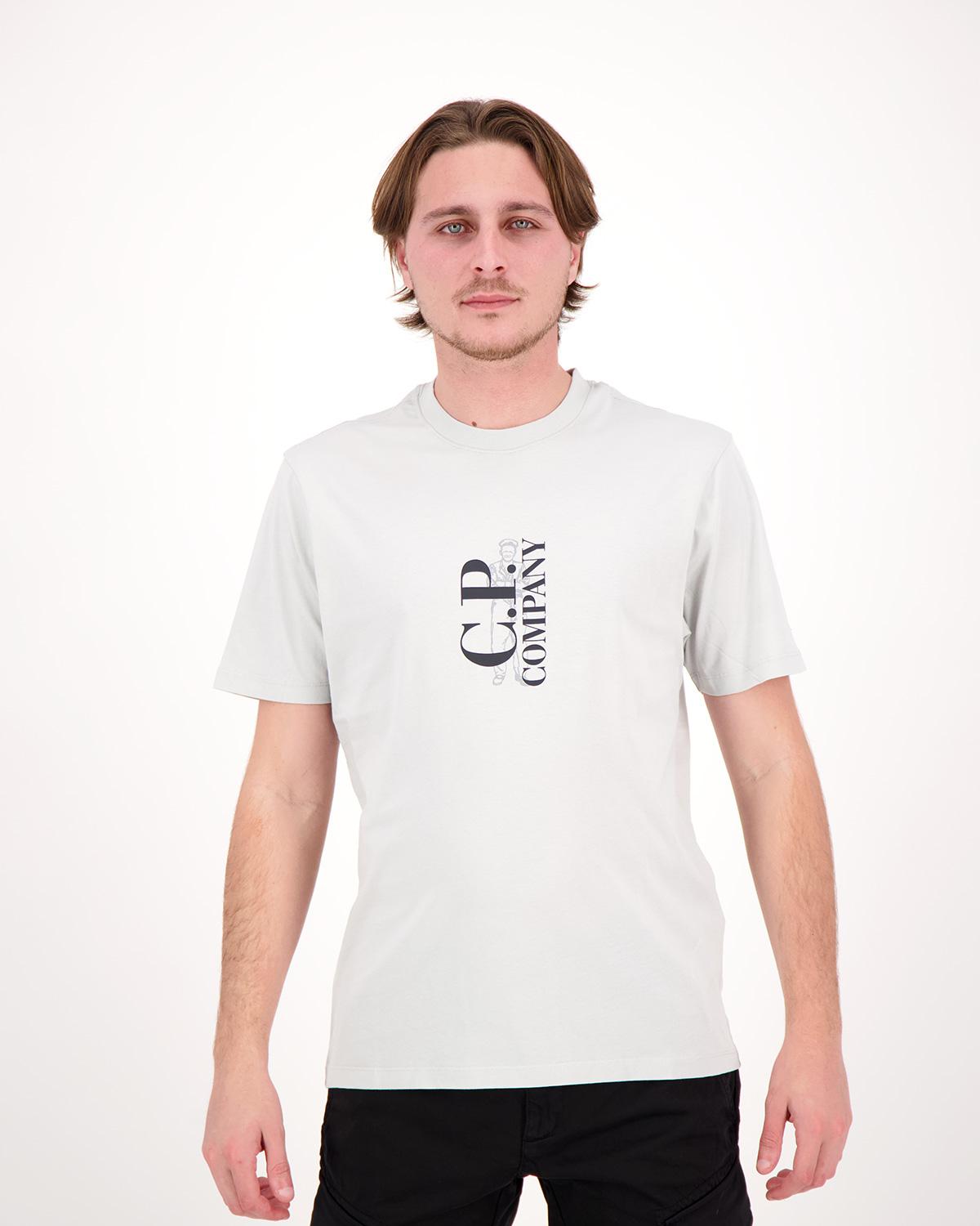 TEE SHIRT C.P COMPANY VERTICAL  LOGO S138  800 Gris clair