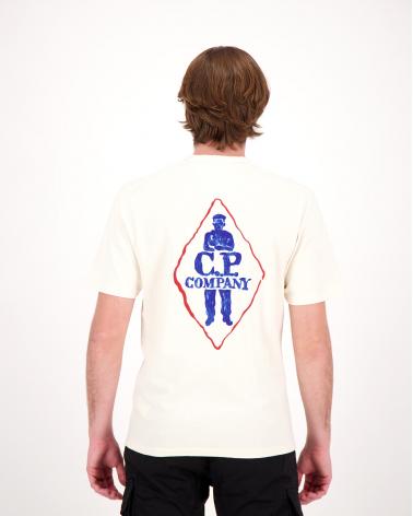 TEE SHIRT CP COMPANYTS252  402  LOGO NATUREL