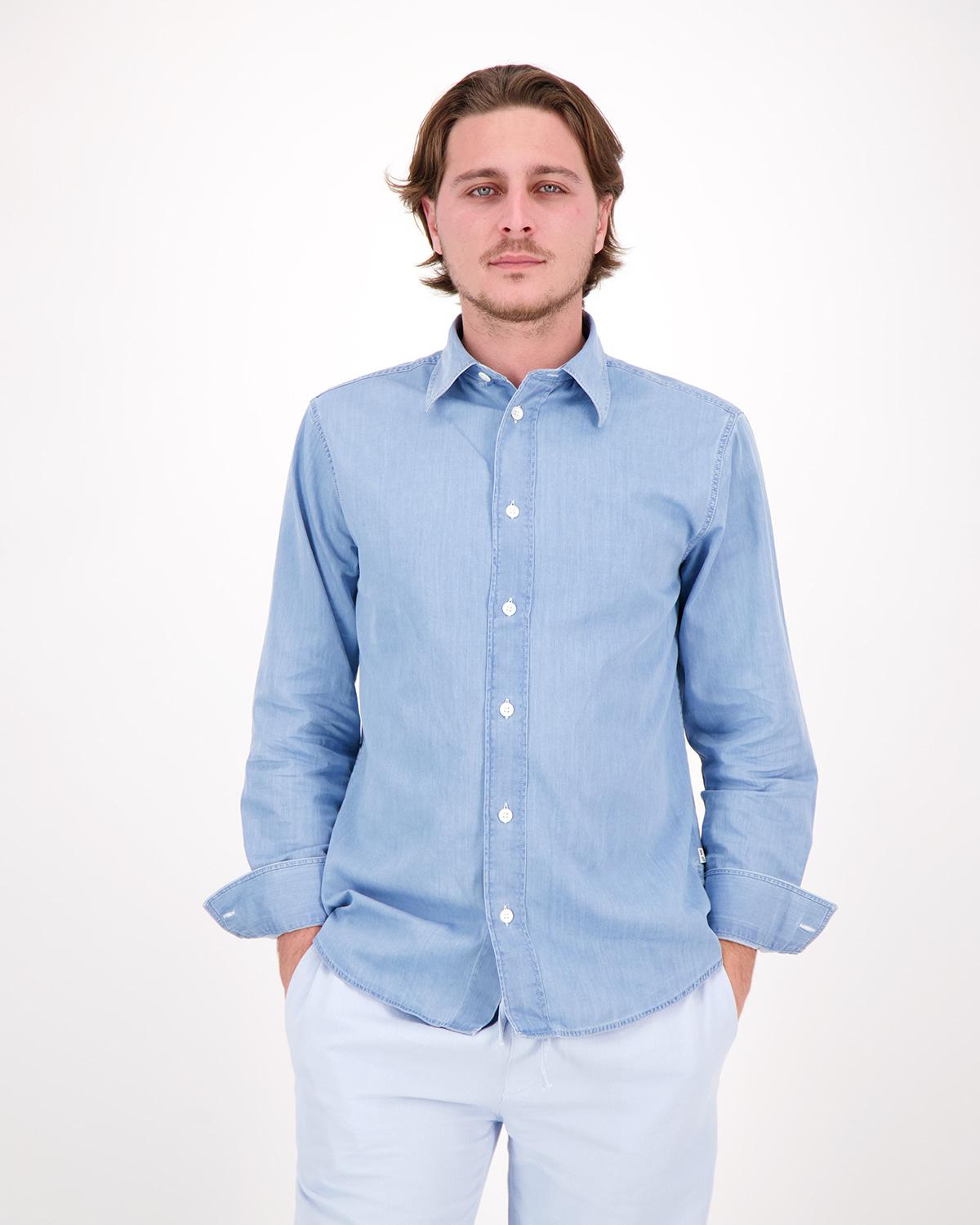 CHEMISE A.P.C.CASSEL LIN BLEU