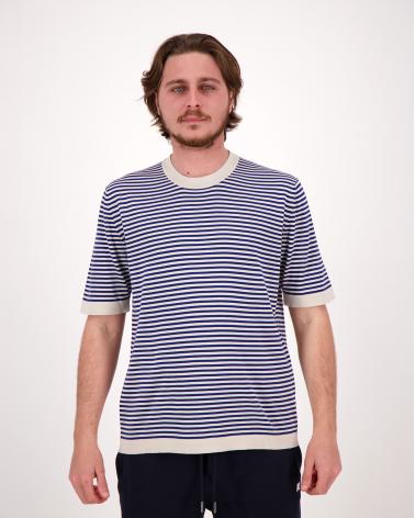 TEE SHIRT K-WAY COMBES STRIPES BEIGE/BLEU