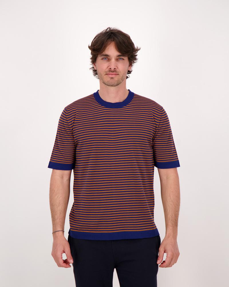 TEE SHIRT K-WAY COMBES STRIPES BROWN  BRAN