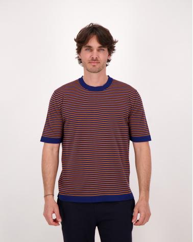 TEE SHIRT K-WAY COMBES STRIPES BROWN  BRAN