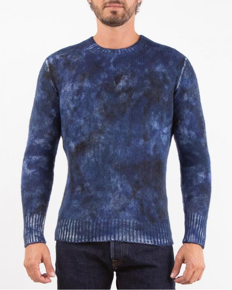 PULL AVANT TOI COL ROND CASH/SOIE/LAINE BLEU