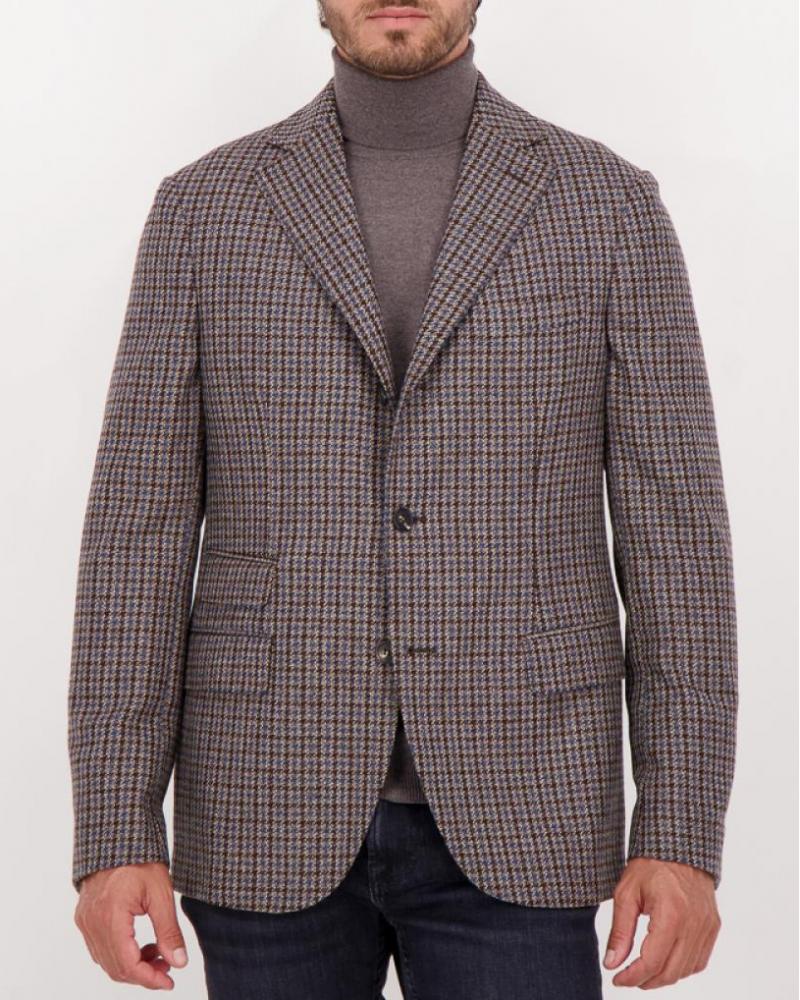 VESTE MONTEDORO POUR SLOWEAR PIED DE POULE  BRUN/BLEU