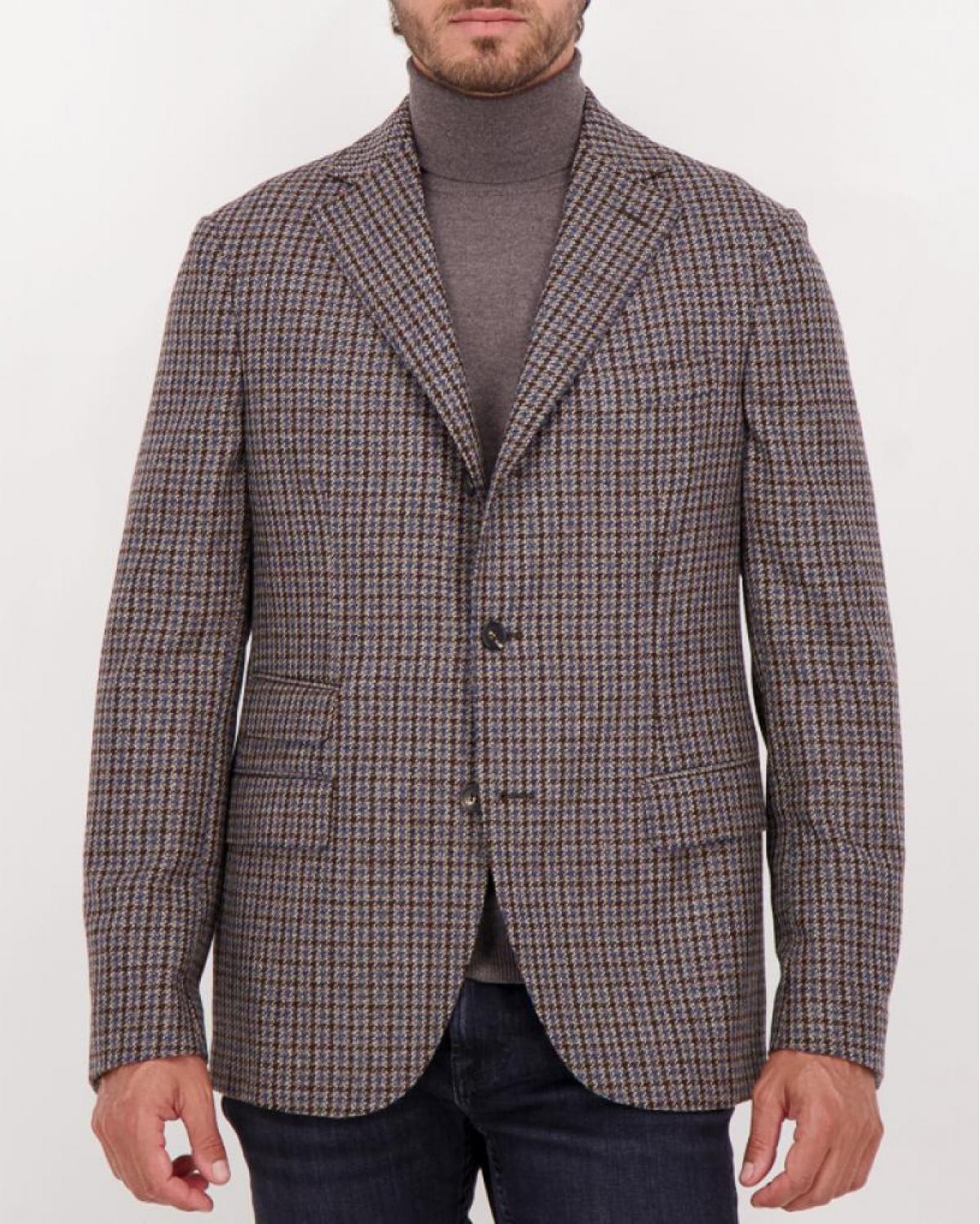 VESTE MONTEDORO POUR SLOWEAR PIED DE POULE  BRUN/BLEU