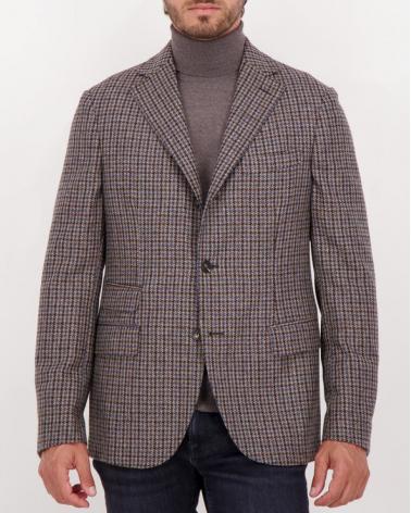 VESTE MONTEDORO POUR SLOWEAR PIED DE POULE  BRUN/BLEU