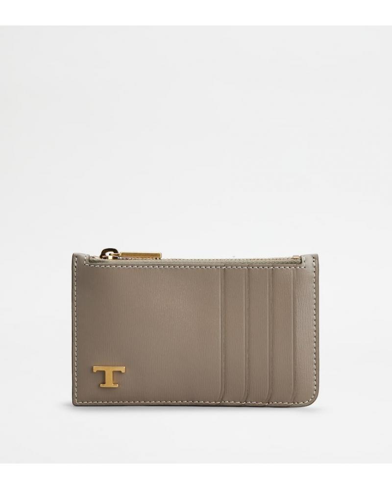 PORTE-CARTES TOD'S CUIR GRIS