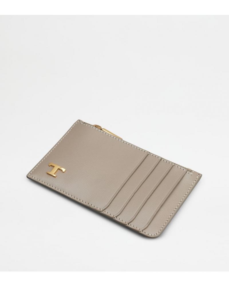 PORTE-CARTES TOD'S CUIR GRIS