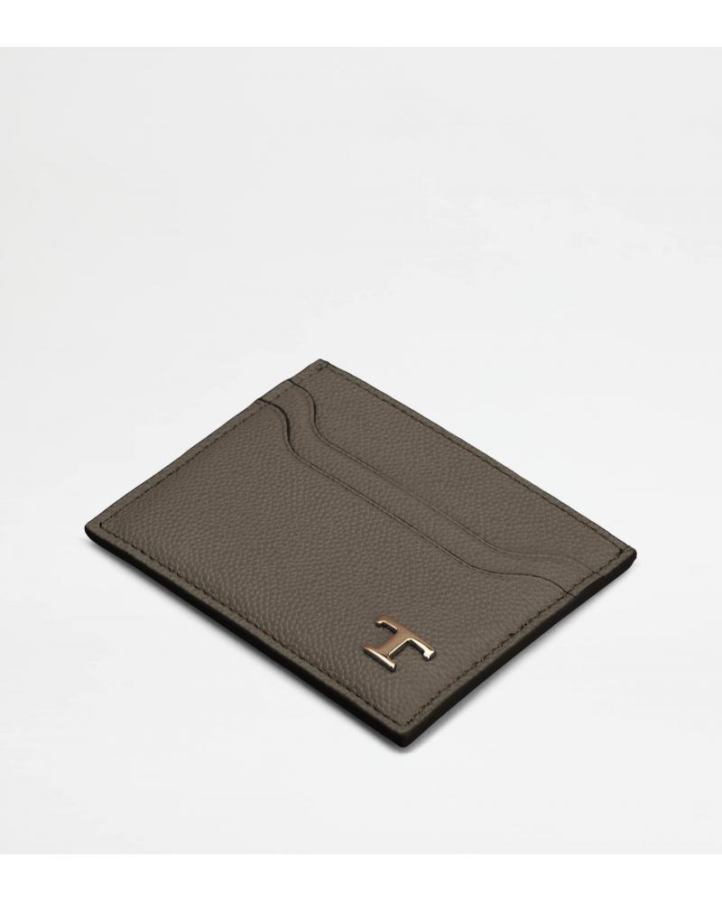 PORTE-CARTES DE CREDIT TOD'S CUIR GRIS