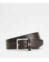 CEINTURE TOD'S EN CUIR BOUCLE EN METAL ET LOGO T TIMELEESS NOIR