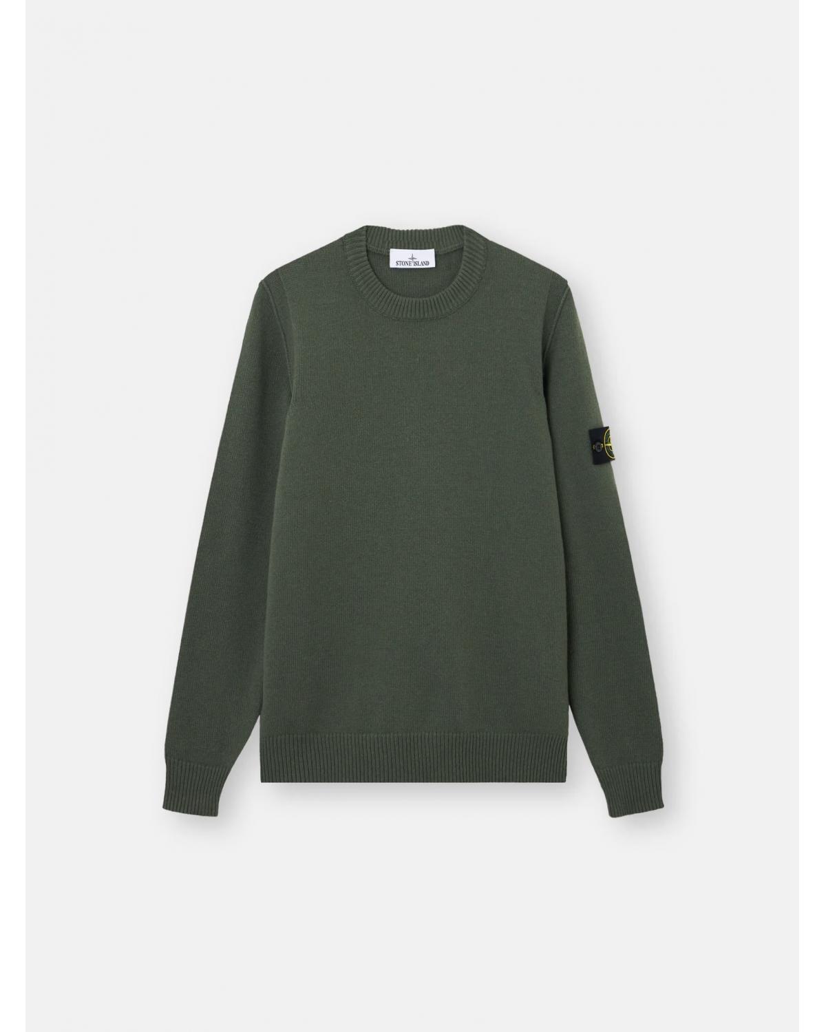 MAILLE COL ROND STONE ISLAND 5100072 0054 VERT MILITAIRE
