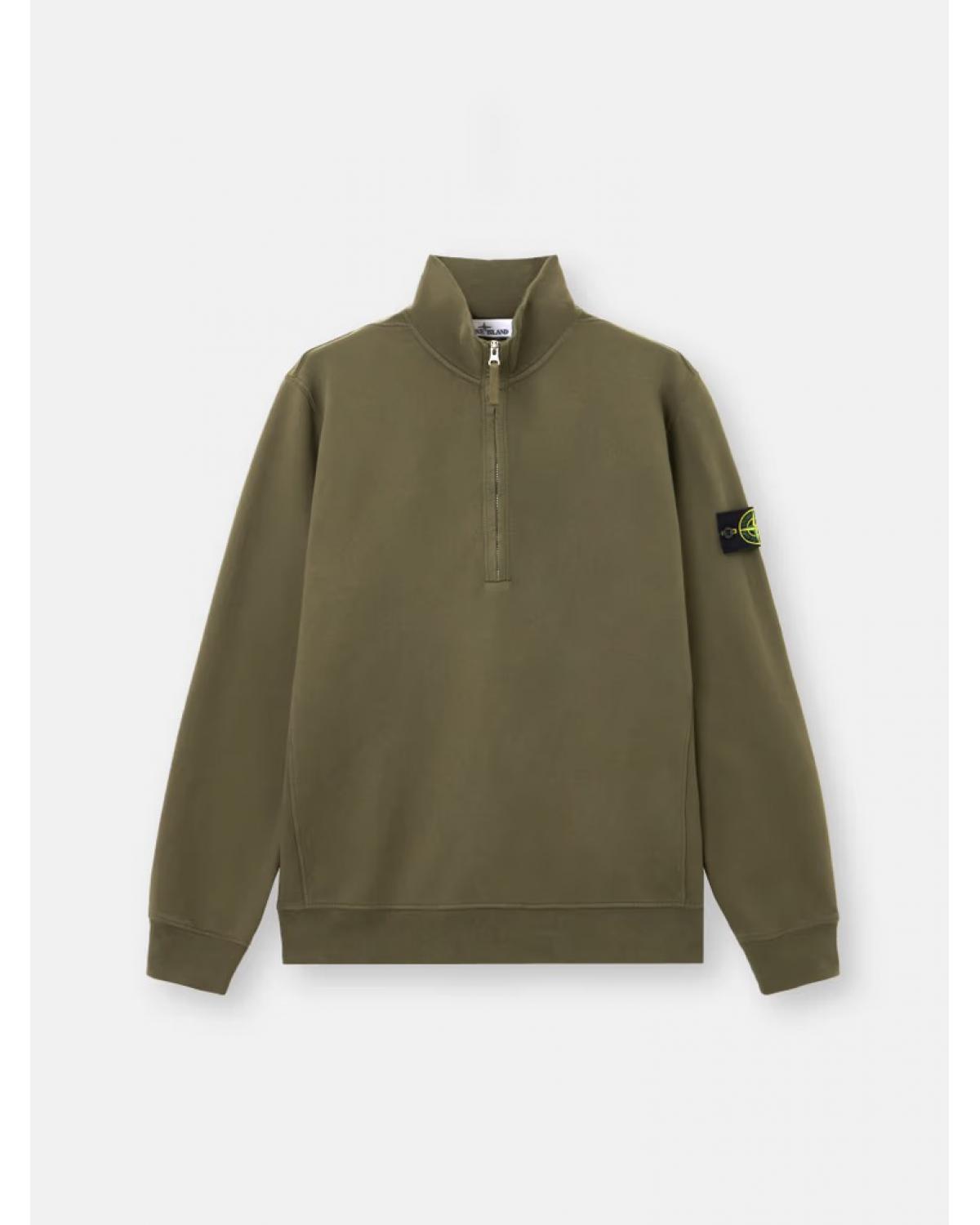 SWEAT STONE ISLAND  POLO ZIPPE 6100068 0054 VERT MILITAIRE