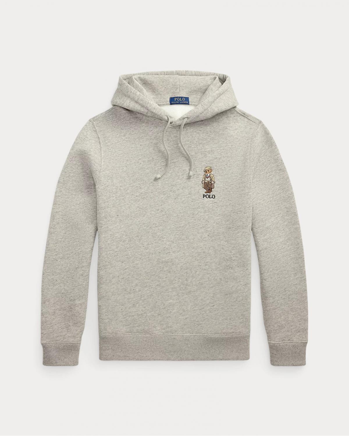 SWEAT RALPH LAUREN CAPUCHE POLO BEAR Gris chiné