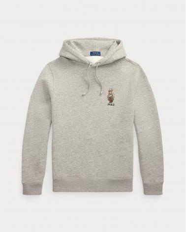 SWEAT RALPH LAUREN CAPUCHE POLO BEAR Gris chiné