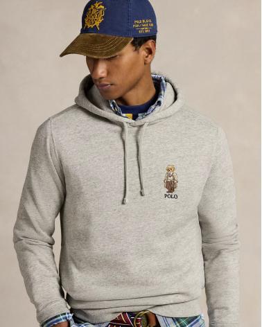 SWEAT RALPH LAUREN CAPUCHE POLO BEAR Gris chiné