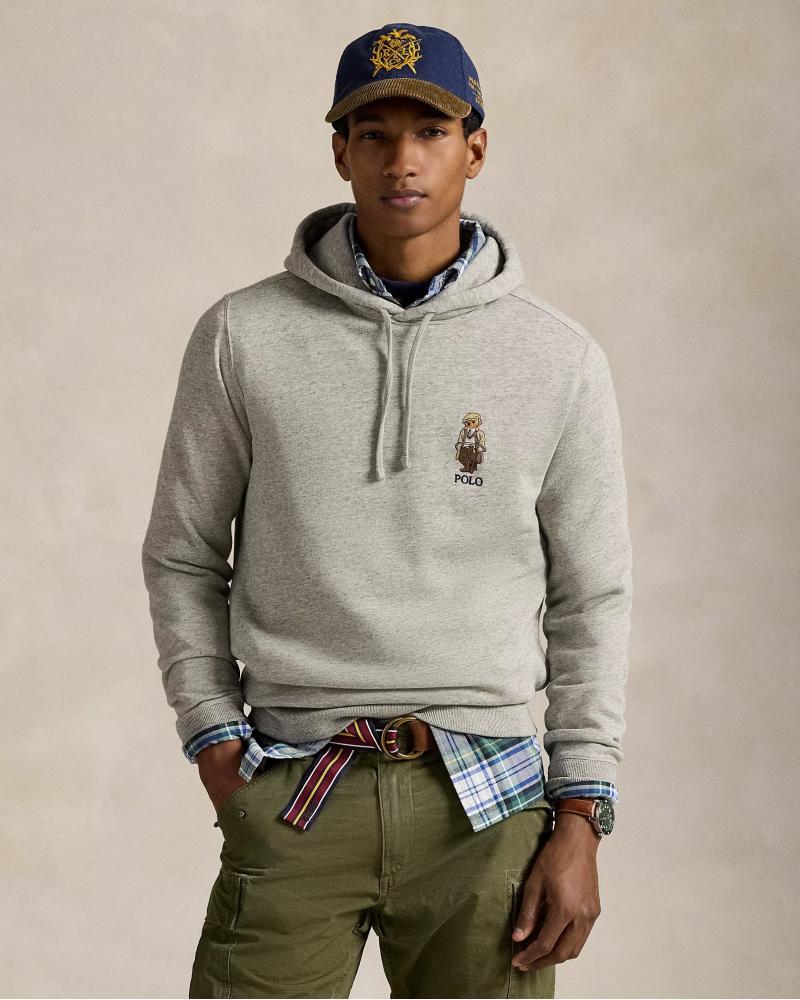 SWEAT RALPH LAUREN CAPUCHE POLO BEAR Gris chiné