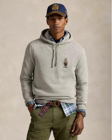 SWEAT RALPH LAUREN CAPUCHE POLO BEAR Gris chiné