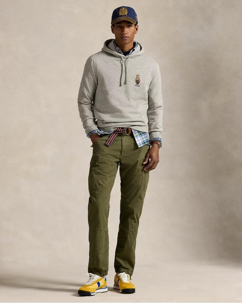 SWEAT RALPH LAUREN CAPUCHE POLO BEAR Gris chiné