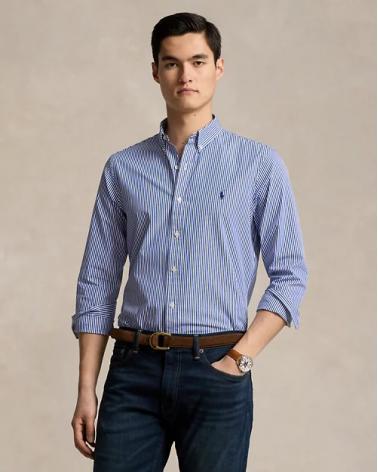 CHEMISE RALPH LAUREN RAYÈE BLEU BLANC 