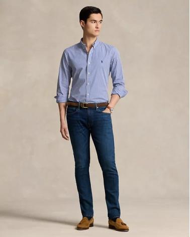 CHEMISE RALPH LAUREN RAYÈE BLEU BLANC 