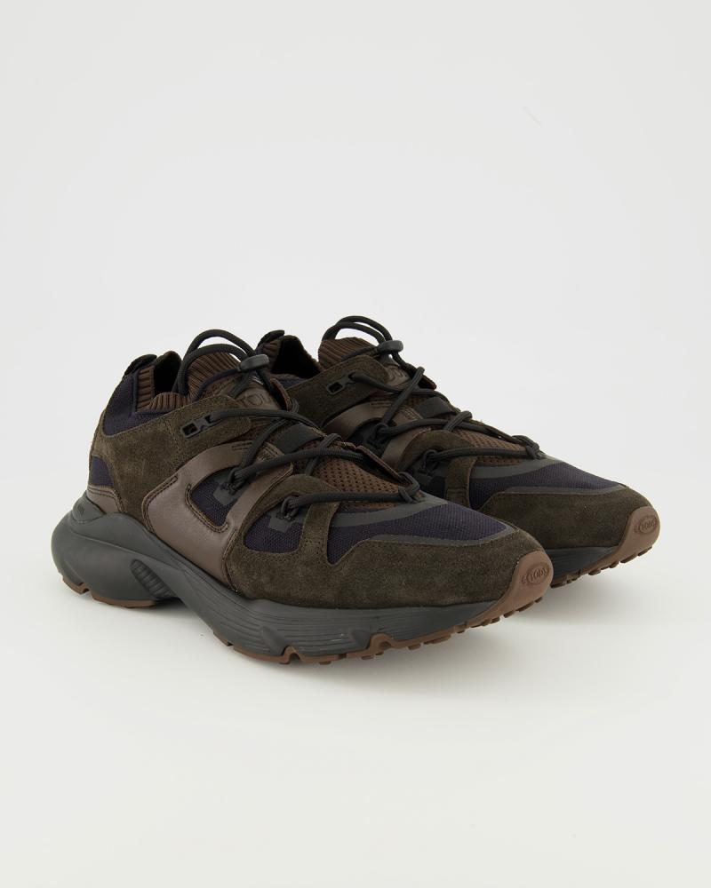 SNEAKERS TOD'S CUIR ET TISSU TECHNIQUE MARRON