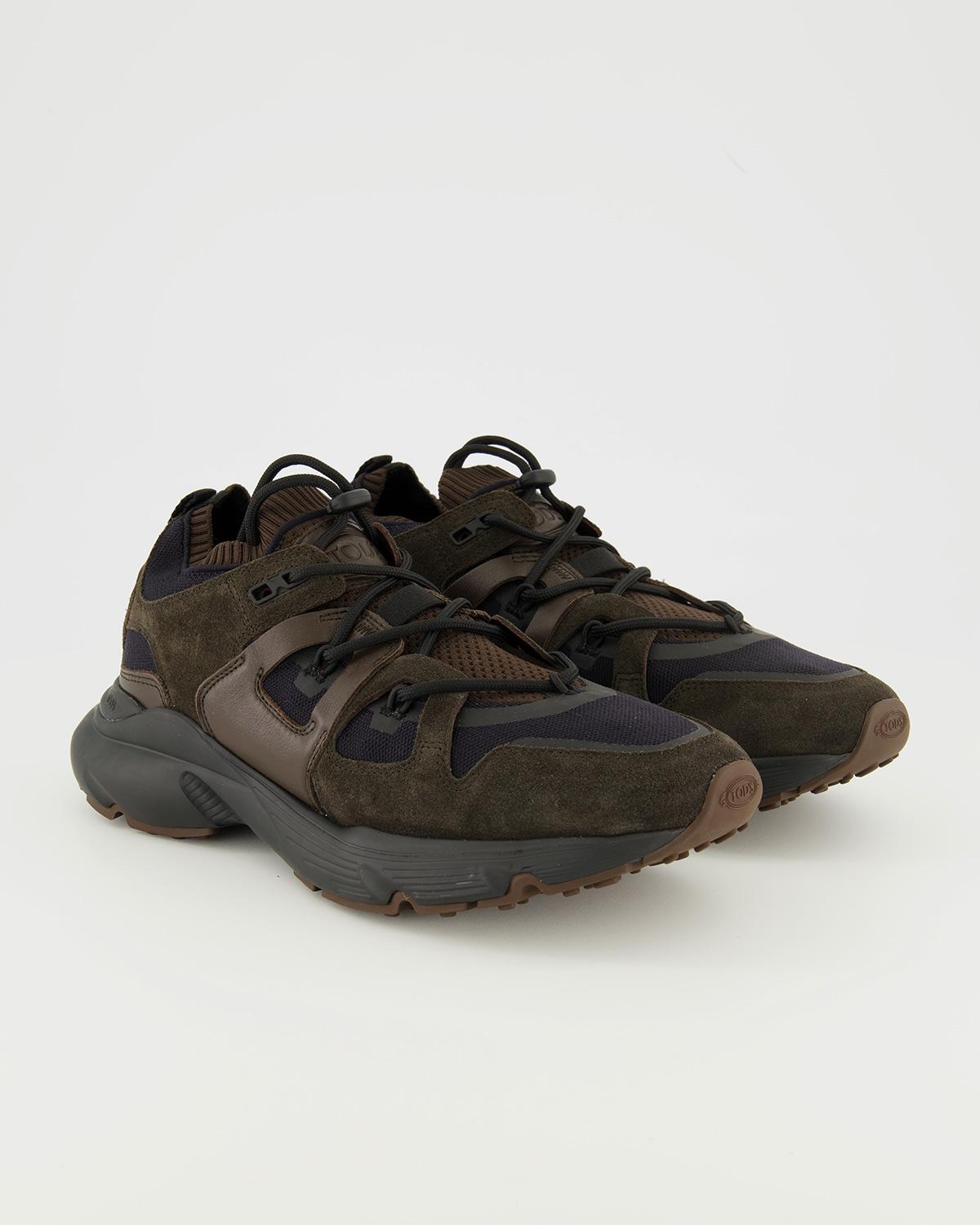SNEAKERS TOD'S CUIR ET TISSU TECHNIQUE MARRON