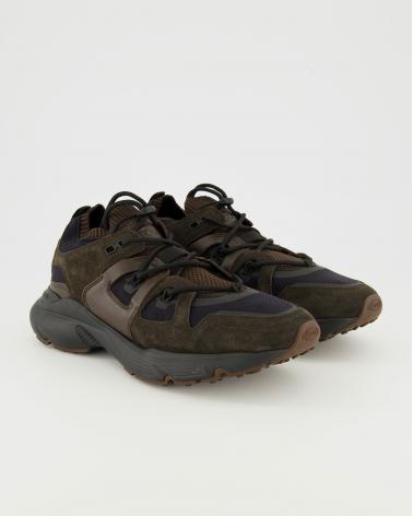SNEAKERS TOD'S CUIR ET TISSU TECHNIQUE MARRON