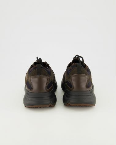 SNEAKERS TOD'S CUIR ET TISSU TECHNIQUE MARRON
